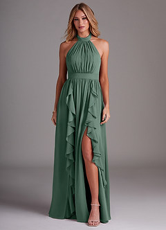 Azazie Avary Bridesmaid Dresses Sea Moss A-Line Pleated Chiffon Dress image1