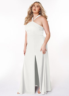 Azazie Rue Bridesmaid Dresses White A-Line Halter Chiffon Dress image9