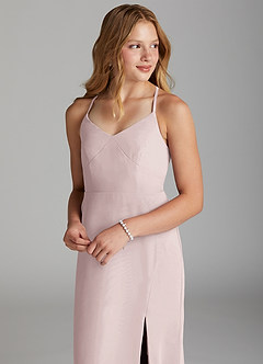 Azazie Becca Junior Robe Sirène en Mousseline de soie Rose Pâle image3