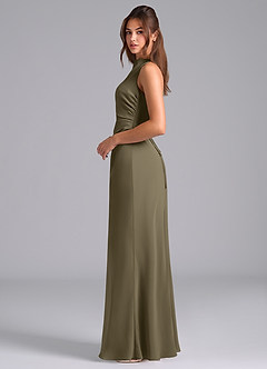 Azazie Evadne Robes de demoiselle d'honneur Robe Trapèze en Mousseline de soie Plissée Vert Saule image6