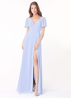 Azazie Kimber Bridesmaid Dresses Lavender A-Line Flounce Sleeve Chiffon Dress image1