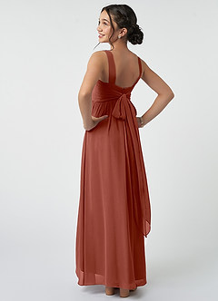 Azazie Kora Junior Auburn A-Line Pleated Chiffon Dress image4