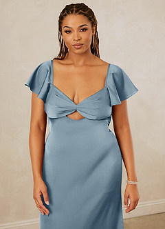 Christian Siriano Bridal for Azazie 1005 Bridesmaid Dresses Dusty Blue Sheath Sweetheart Neckline Stretch Satin Dress image14