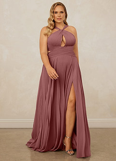 Christian Siriano Bridal for Azazie 1009 Bridesmaid Dresses Desert Rose A-Line Pleated Chiffon Dress image9