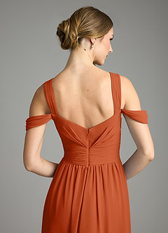Azazie Lianne Bridesmaid Dresses Burnt Orange A-Line Off the Shoulder Chiffon Dress image6