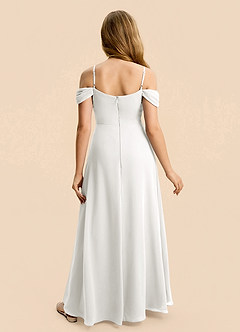Azazie Lilly Junior White A-Line Pleated Chiffon Dress image2