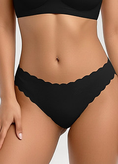 front Scalloped Edge Barely-There Seamless Thongs （3pics）