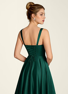 Margot Cazador Verde Vestido de corte A con corsé de satén image6