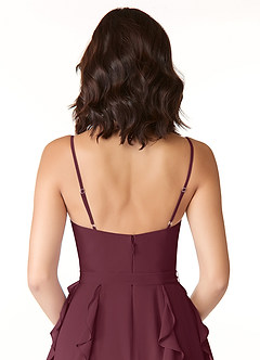 Azazie Peyton Brautjungfernkleider A-Linie Gestreift Chiffon Kleid Cabernetrot image3