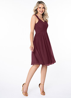Azazie Angie Bridesmaid Dresses Cabernet A-Line Corset Chiffon Dress image4