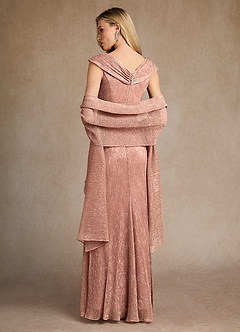Azazie Warren 신부의 어머니 드레스 A라인 메탈릭 메시 플로어 길이 드레스 image3