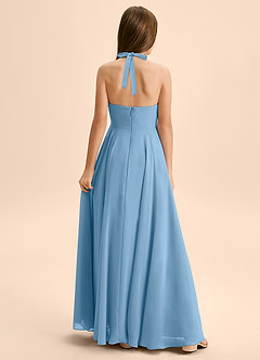 Azazie Kady Junior Steel Blue A-Line Sweetheart Neckline Chiffon Dress image2