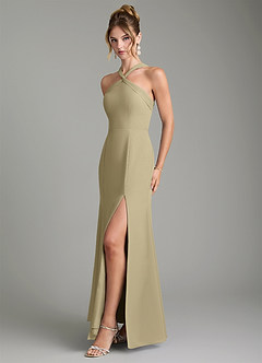 Azazie Rue Bridesmaid Dresses Moss Green A-Line Halter Chiffon Dress image5