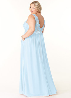 Azazie Elly Bridesmaid Dresses Sky Blue A-Line Lace Scoop Neck Chiffon Dress image10