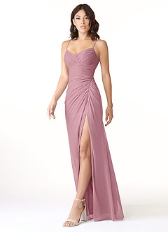 Azazie Reneya Bridesmaid Dresses Vintage Mauve Mermaid Bow Mesh Dress image3