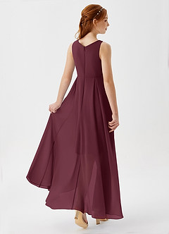 Azazie Lizette Junior Cabernet A-Line Pleated Chiffon Dress image2