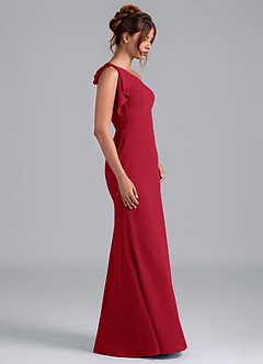 Azazie Rinna Jurken voor bruidsmeisjes Jurk van Chiffon met Zeemeermin One-Shoulder Scharlaken image5