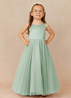 Azazie Muni Flower Girl Dresses Agave A-Line Bow Tulle Dress image2