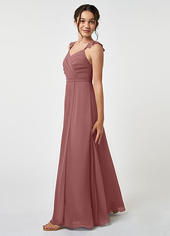 Azazie Emily Junior Desert Rose A-Line Ruched Chiffon Dress image3