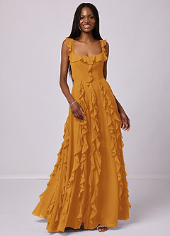 Barbie ♥ Azazie Bridesmaid Dresses Butterscotch A-Line with Pockets Chiffon Dress image4
