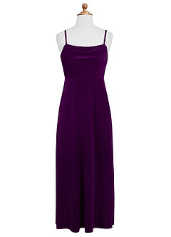 Azazie Solange Junior Grape A-Line Velvet Dress image7