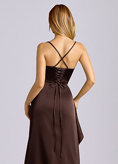 Azazie Sarai Vestidos de damas de honor Vestido de Ganache de Satén Elástico de Corte Recto con Corsé image2