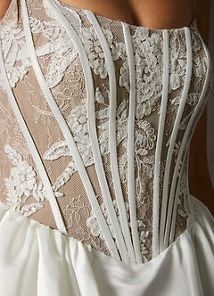 Azazie Mirabeth Abiti da Sposa Abito Principessa in Pizzo Senza Cinturino Bianco Diamante Caramello image8