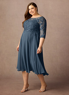 Azazie Marge Brudens mor kjoler A-Line Scoop Blonde Chiffon Te-længde Kjole image9