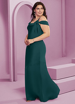 Barbie ♥ Azazie Brudtärnklänningar Klänning av Tubklänning i Stretch Satin Plisserad Tallgrön image12