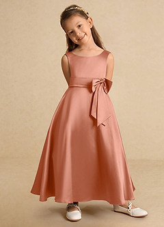 Azazie Lindy Flower Girl Dresses MAI TAI A-Line Pleated Matte Satin Dress image9