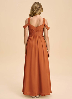 Azazie Lianne Junior Cinnamon A-Line Off the Shoulder Chiffon Dress image7
