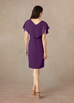 Azazie Julia Mother of the Bride Dresses Grape Sheath V-Neck Pleated Chiffon Dress image4