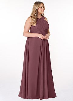 Azazie Kaleigh Bridesmaid Dresses Sangria A-Line Pleated Chiffon Dress image10