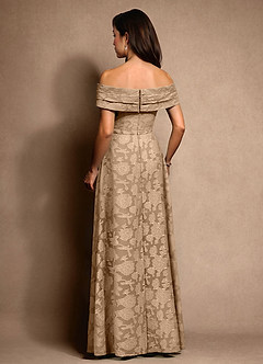 Azazie New Britain Abiti per la Madre della Sposa Abito A-Line in Burnout Floreale Plissettato Champagne image3