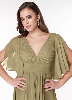 Azazie Temeka Bridesmaid Dresses Moss Green A-Line Ruched Chiffon Dress image6