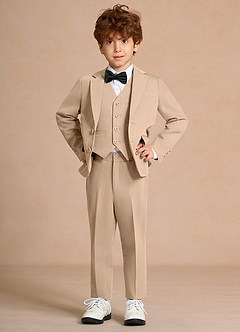 front Oliver Tan Boys 5-Piece Suit With Bow Tie