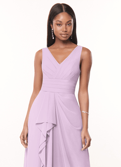 Azazie Julianna At-home Try On Dresses Butterscotch A-Line Chiffon Dress image5