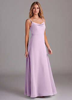 Azazie Daenerys Bridesmaid Dresses Frosted Lilac A-Line Cowl Chiffon Dress image5