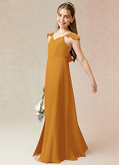 Azazie Everett A-Line Chiffon Floor-Length Junior Bridesmaid Dress image3