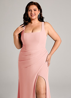 Azazie Mero Bridesmaid Dresses Rosette Sheath Pleated Chiffon Dress image14