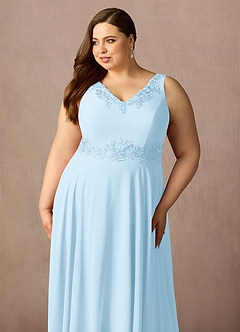 Azazie Devana Mother of the Bride Dresses Sky Blue A-Line Sequins Chiffon Dress image15