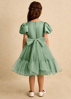 Azazie Cocoa Abiti da Ragazza di Fiori Abito Principessa in Tulle Plissettato Matcha image6