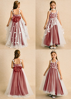 Azazie Darlina Blumenmädchenkleider Ballkleid Spitze Tüll Kleid Elfenbein Terrakotta image2
