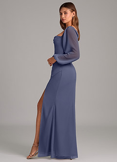 Azazie Brixley 신부 들러리 드레스 인어 긴팔 쉬폰 바닥 길이 드레스 image3