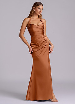 Azazie Destiny Suknie dla druhen Syrena Dekolt w kształcie serca Satyna elastyczna Do ziemi Sukienka image3