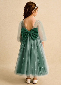 Azazie Trudy Flower Girl Dresses Dark Green Ball-Gown Sweetheart Neckline Tulle Dress image2