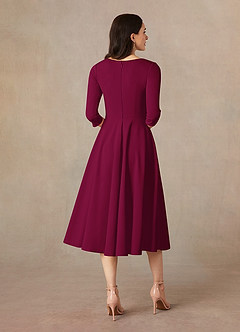 Azazie Nassif Mother of the Bride Dresses Burgundy A-Line Stretch Crepe Dress image4