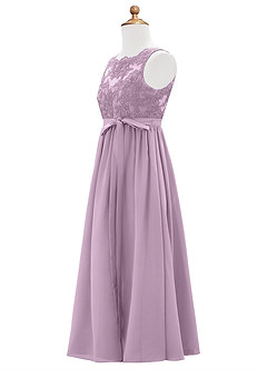 Azazie Elly Junior Wisteria A-Line Lace Chiffon Dress image9