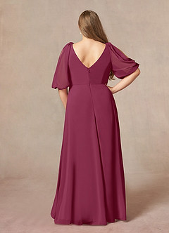 Azazie Bronwyn Mother of the Bride Dresses Mulberry A-Line V-Neck Ruched Chiffon Dress image7