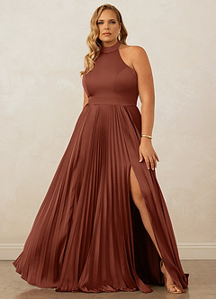 Christian Siriano Bridal for Azazie 1007 Robes de demoiselle d'honneur Robe Trapèze en Satin extensible Plissée Argile image8